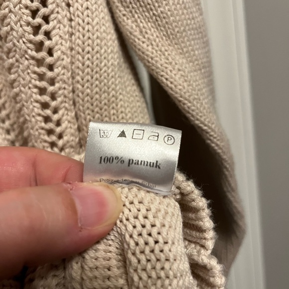 Women’s Tan V Neck Sweater made from 100% Pamuk (cotton) by Biliczki large - Picture 2 of 7